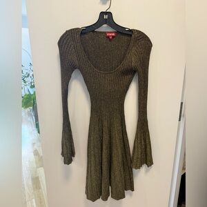 STAUD Metallic Long Sleeve Dress - Gold